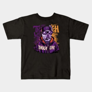 Urban Style Thug Life Dog Design Kids T-Shirt